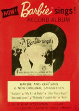 Barbie Sings Record Album Insert from 1961